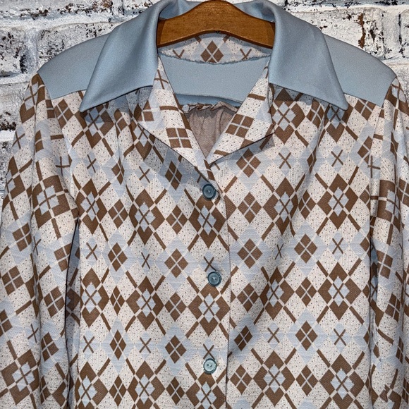 70s Geometric Patterned Women's Top - Picture 3 of 9